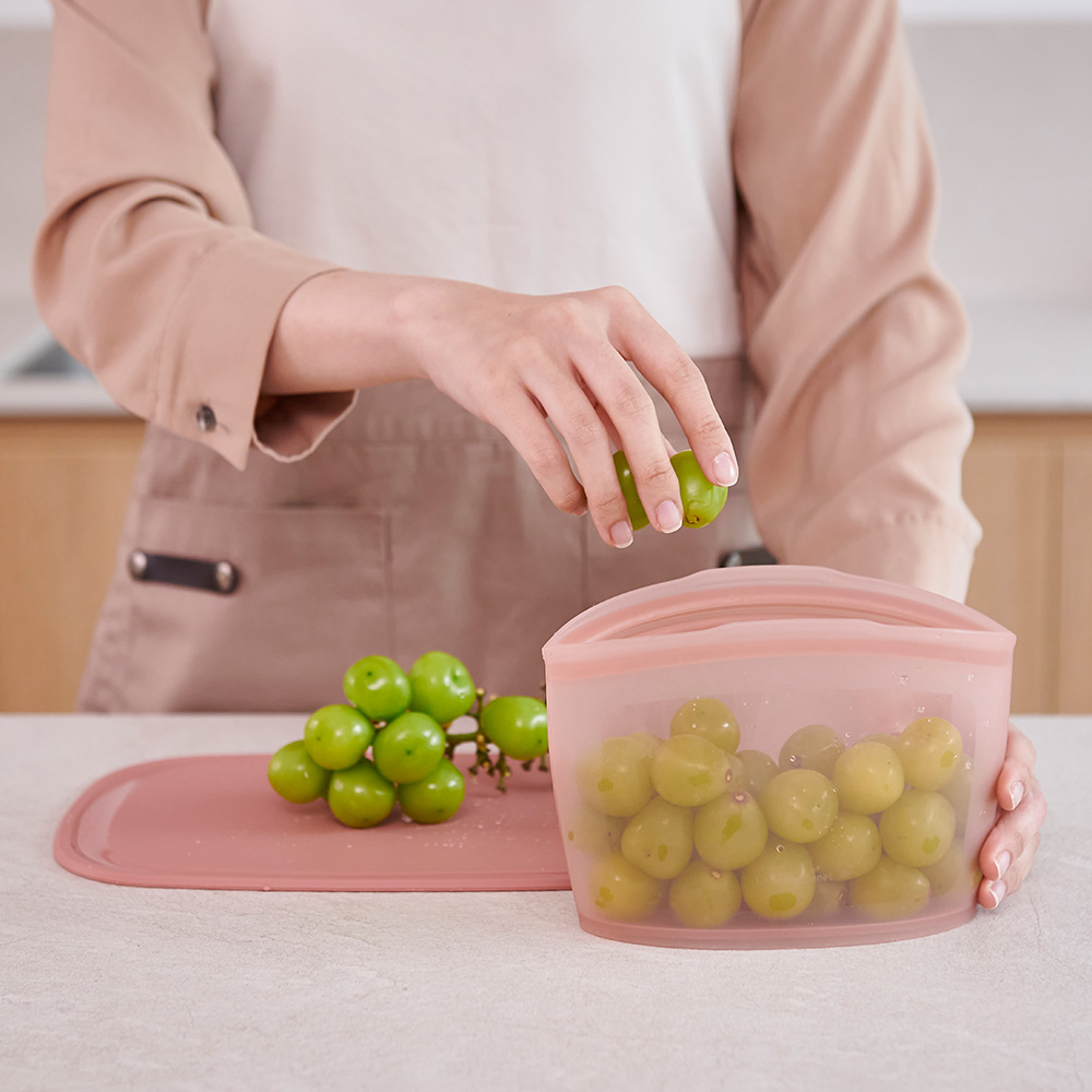 퍼기 3중 밀폐 실리콘 지퍼백 밀폐용기 다회용 지퍼팩 냉장고정리 1P 토프브라운 850ml