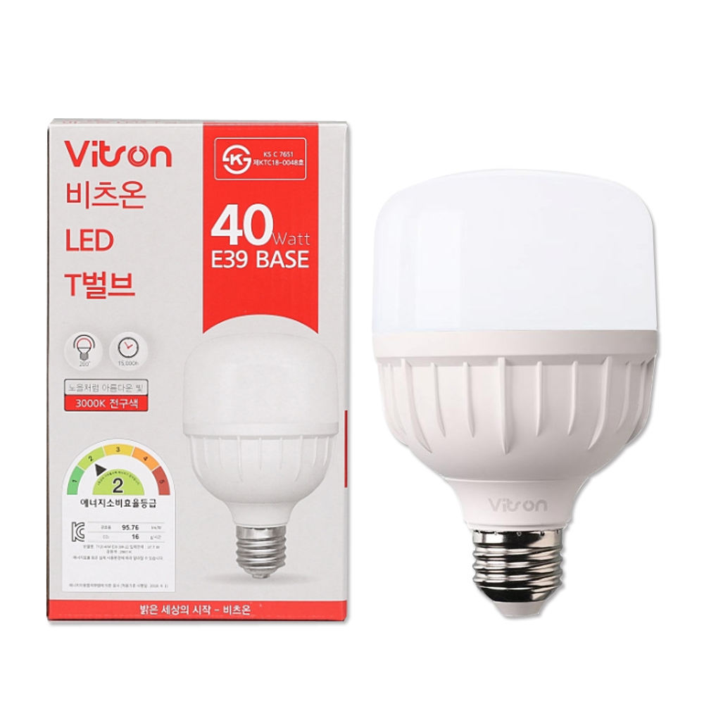 비츠온 LED T 벌브 40W E39소켓 대모갈 주광색 전구색 창고등 매장등 공사현장 - 상세 이미지 5