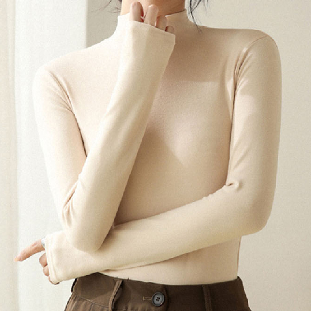목폴라 여성 목 티 가을 폴라티 티셔츠 겨울 여자 이너 간절기 긴팔 터틀넥 무지 레이어드 - 상품 이미지