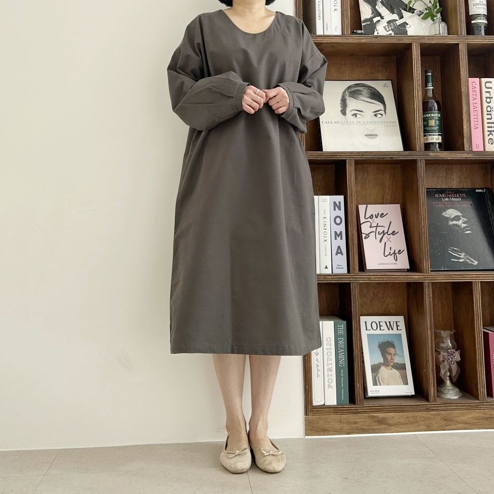 빅사이즈 자체제작 A라인 긴팔 원피스 77 88 단아한 하객룩 오피스룩 직장인룩 봄 가을 이미지 2