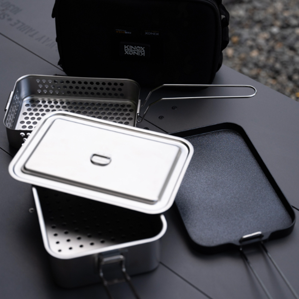 키녹스 멀티핏 코팅팬 손잡이 케이스 포함 경량 접이식 백패킹 캠핑 후라이팬