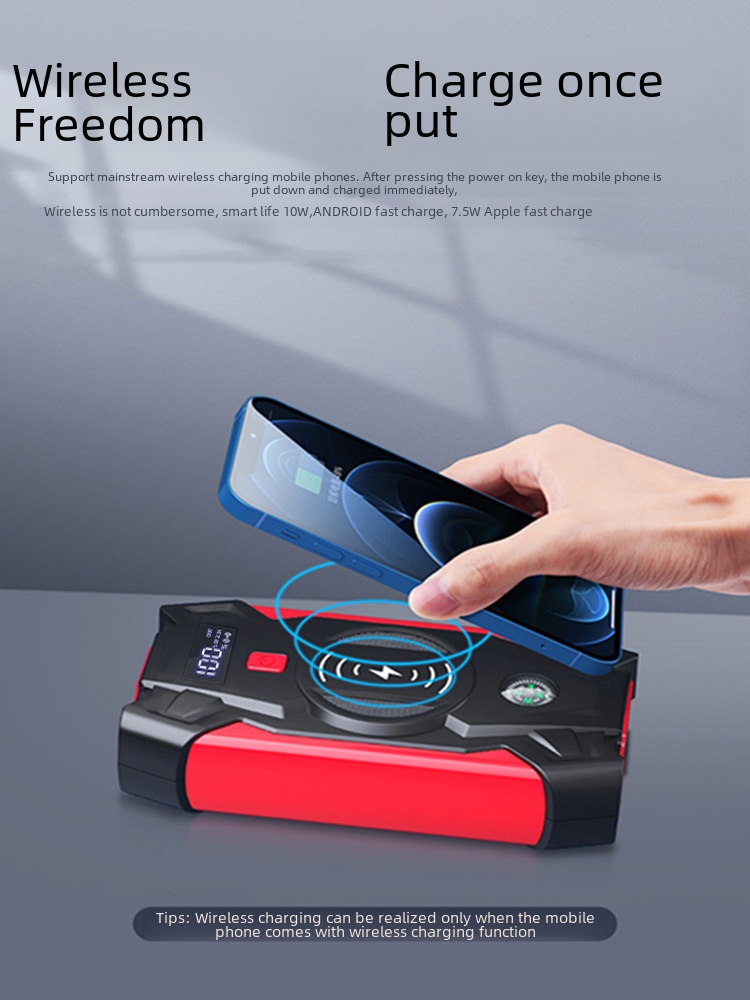 12V 점프스타터 휴대폰 무선충전 기능 39800mAh 타이어 공기압 충전기 세트 - 상세 이미지 3