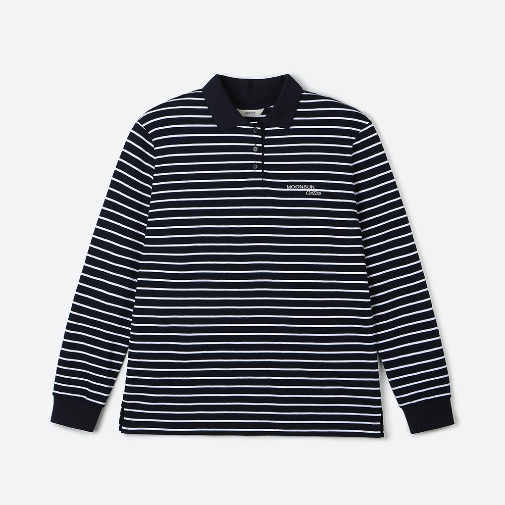 01 M.C UNISEX, Stripe PK Shirt / Navy - 상세 이미지 2