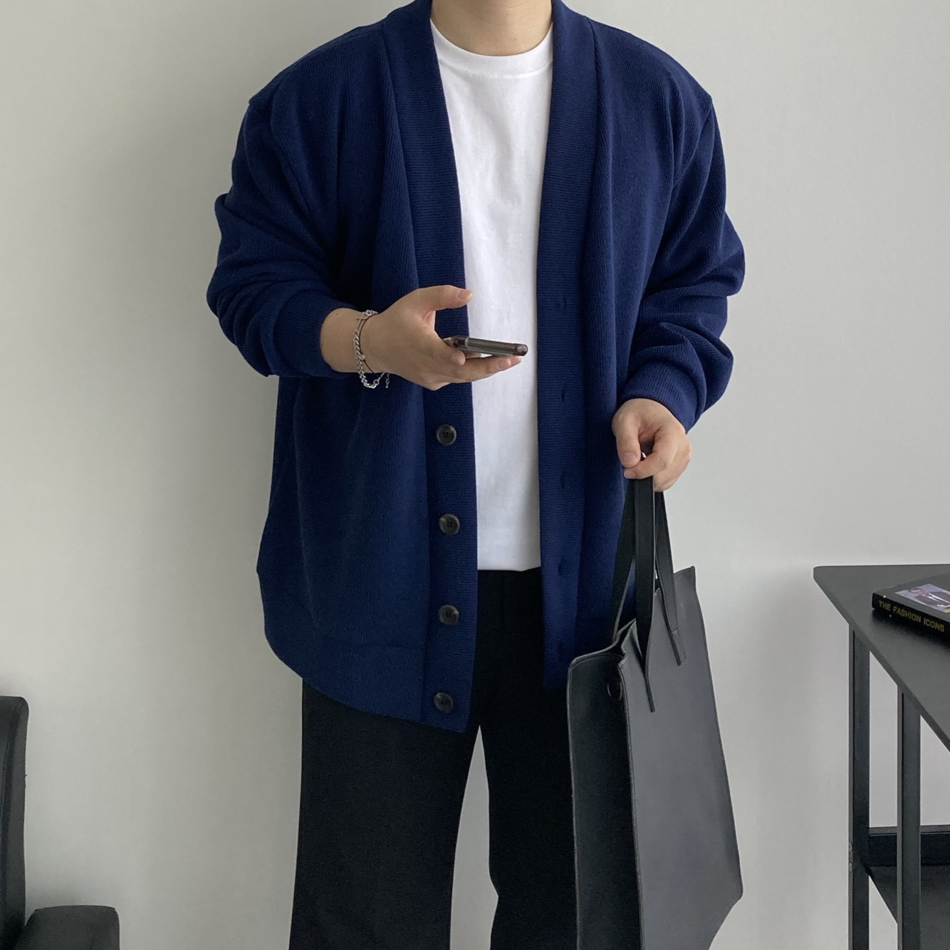 남자가디건 V넥 오버핏 빅사이즈 남자니트가디건 이미지 4