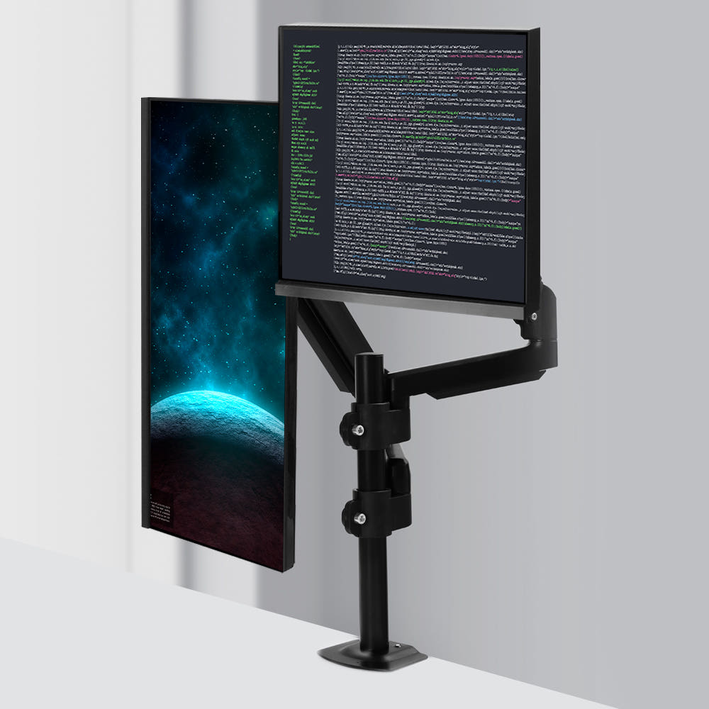 와룡물산 WYM002 듀얼 모니터암 거치대 모니터 회전 높낮이 조절 사무실 책상 설치용