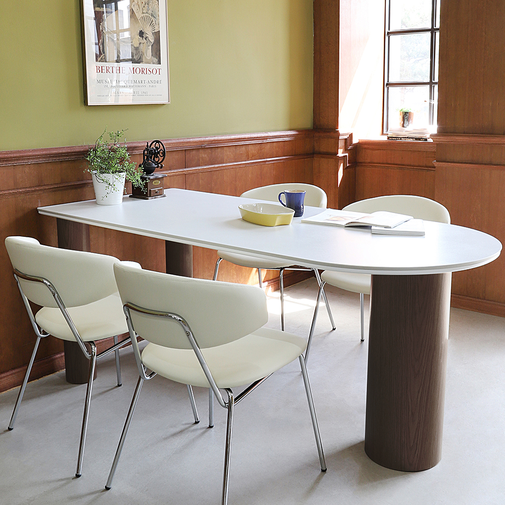 올리브 세라믹 반타원 식탁 카페 다이닝 월넛 테이블 6인용 1800 CL509