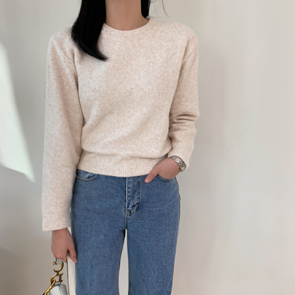 브리즈트 라운드넥 니트 티셔츠