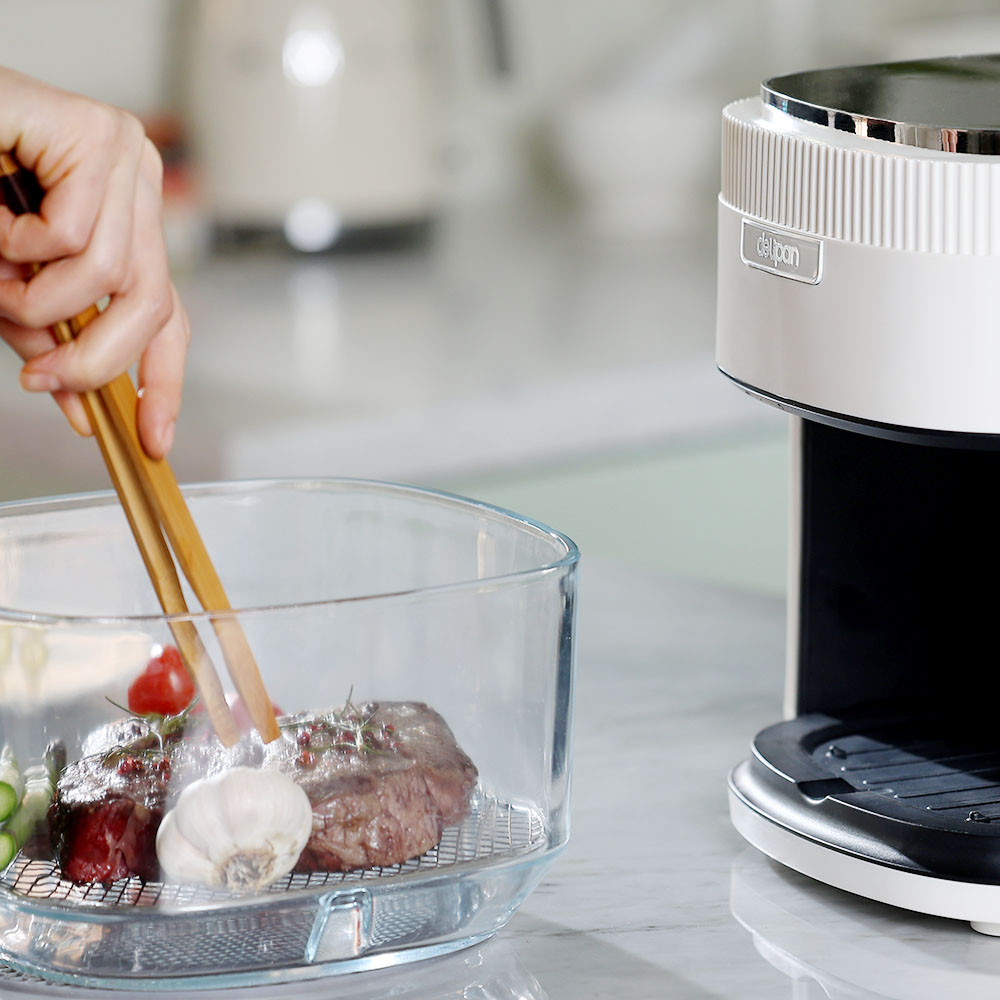 [신년감사행사/신제품] 델리팬 글라스팟 에어프라이어 4.5리터 DEL-DA5 저소음 투명바스켓