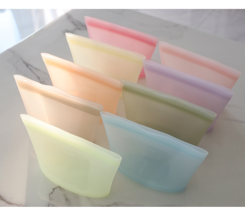 국산 플래티넘 스탠딩 실리콘 지퍼백 전자렌지 밀폐용기 실리콘팩 - 소 500ml 이미지 8