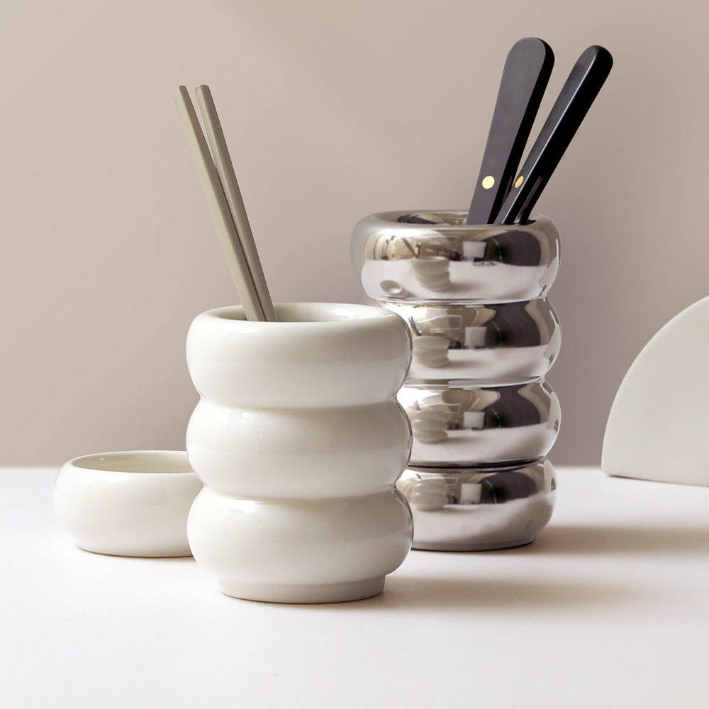 물빠짐 수저통 수저정리함 도자기 수저꽂이 브러쉬 정리함 인테리어 오브제