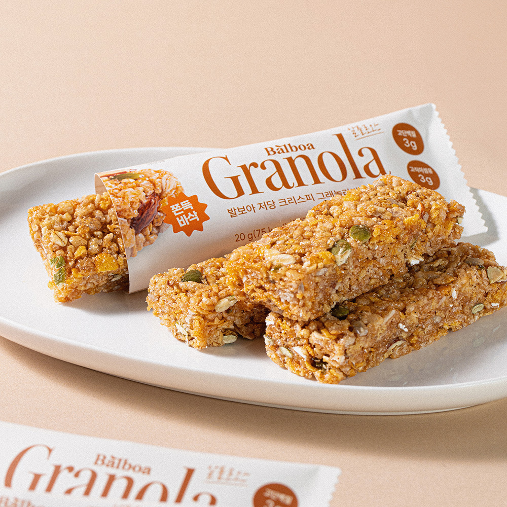 발보아 저당 크리스피 그래놀라 에너지바 카라멜 12개입