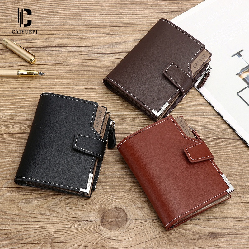 패션 남성지퍼지갑 고등학생 3단 남자중지갑 남학생동전지갑 블랙 브라운 - 상세 이미지 3