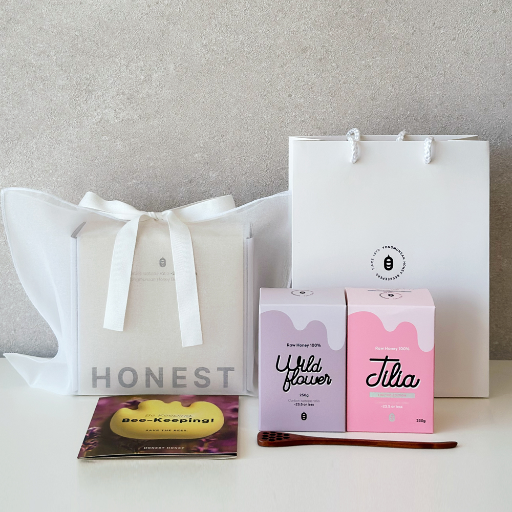로우허니 천연벌꿀 2종 선물세트 (아카시아,피나무,야생화,밤 택 2 각 250g) - 상품 이미지