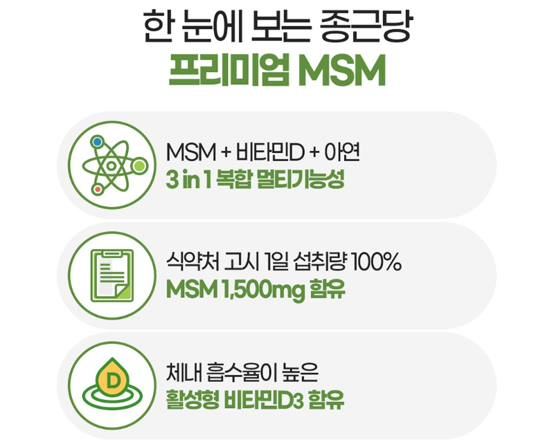 종근당 프리미엄 관절 엠에스엠 2개 노추 관절 건강 영양제 msm 연골 뼈 무릎 손가락 - 상세 이미지 3
