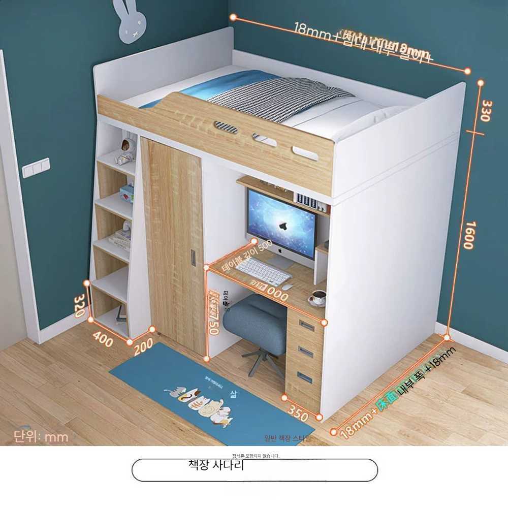 고캠프 벙커형침대 철제 프레임 이층벙커침대 벙커형 1000x1900mm 계단형 책상 - 상품 이미지