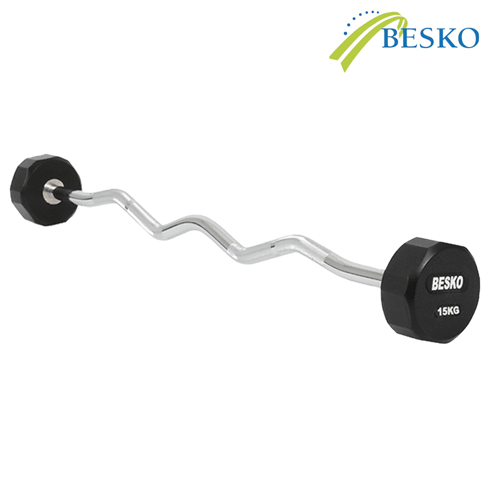 베스코 12각 고정바벨 컬바 고정식 일체형 우레탄 고정 바벨 이지바 15kg, 1개