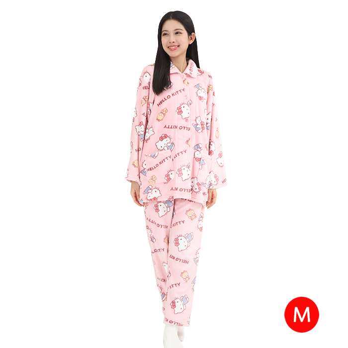 산리오 Sanrio 헬로키티 수면 잠옷 플란넬 셔츠 파자마 세트 M SAN1866M PK - 상품 이미지
