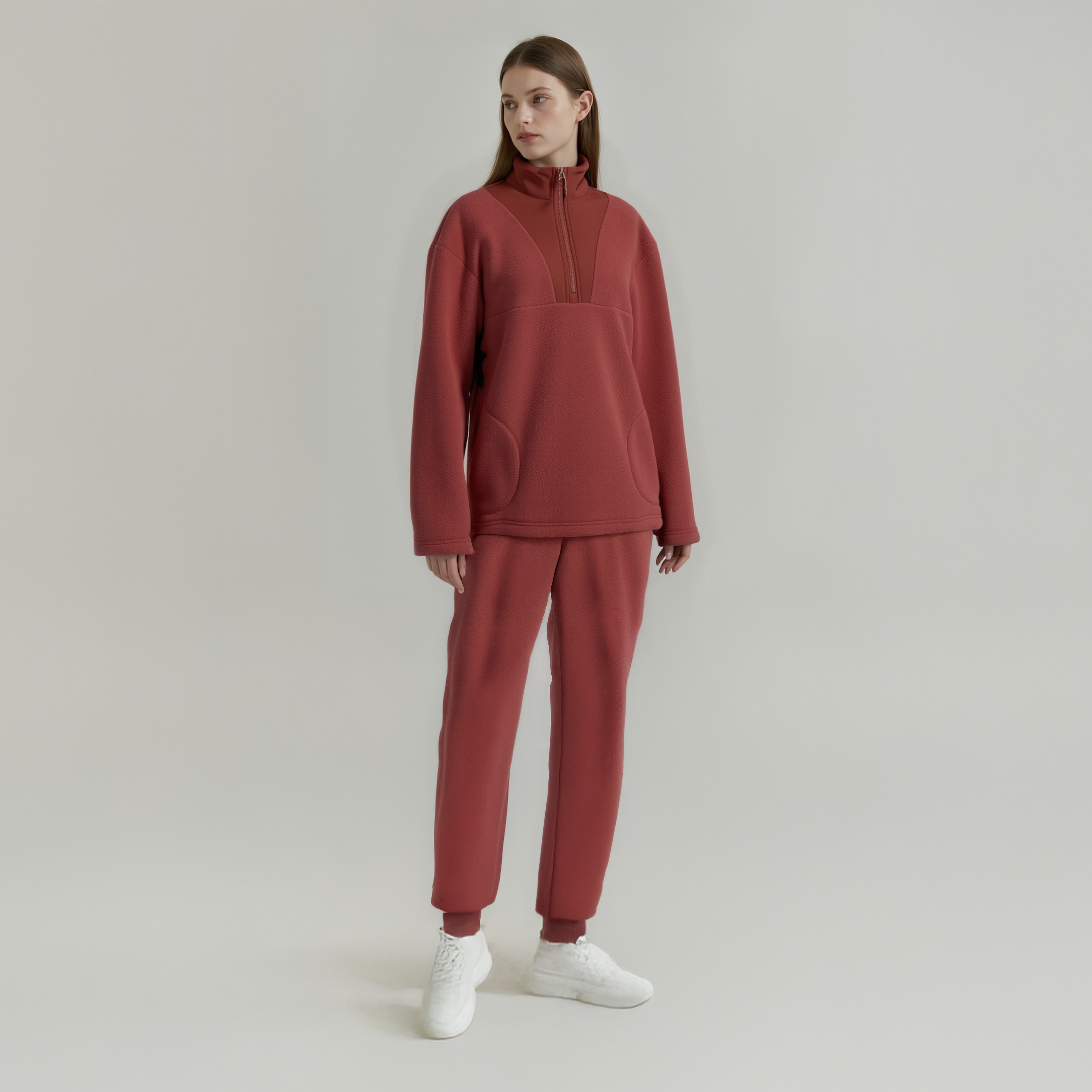케이스위스 K-SWISS 여성 기모 후리스 아노락+조거팬츠 세트 블랙, S(90) 이미지 6