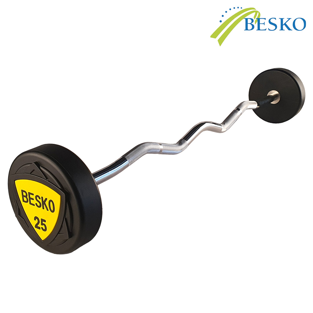 베스코 TPU 고정바벨 컬바 고정식 일체형 우레탄 고정 바벨 이지바 25kg, 1개