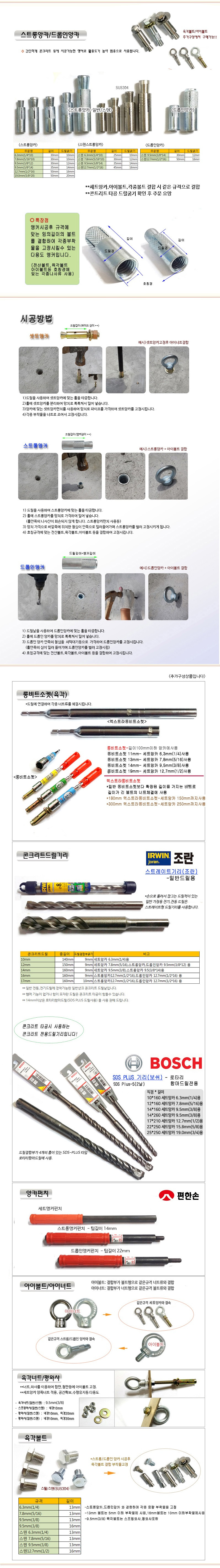 스트롱앙카 9.5mm-12 (10개묶음) 전산볼트고정 콘크리트 설비 천정 - 상세 이미지 4