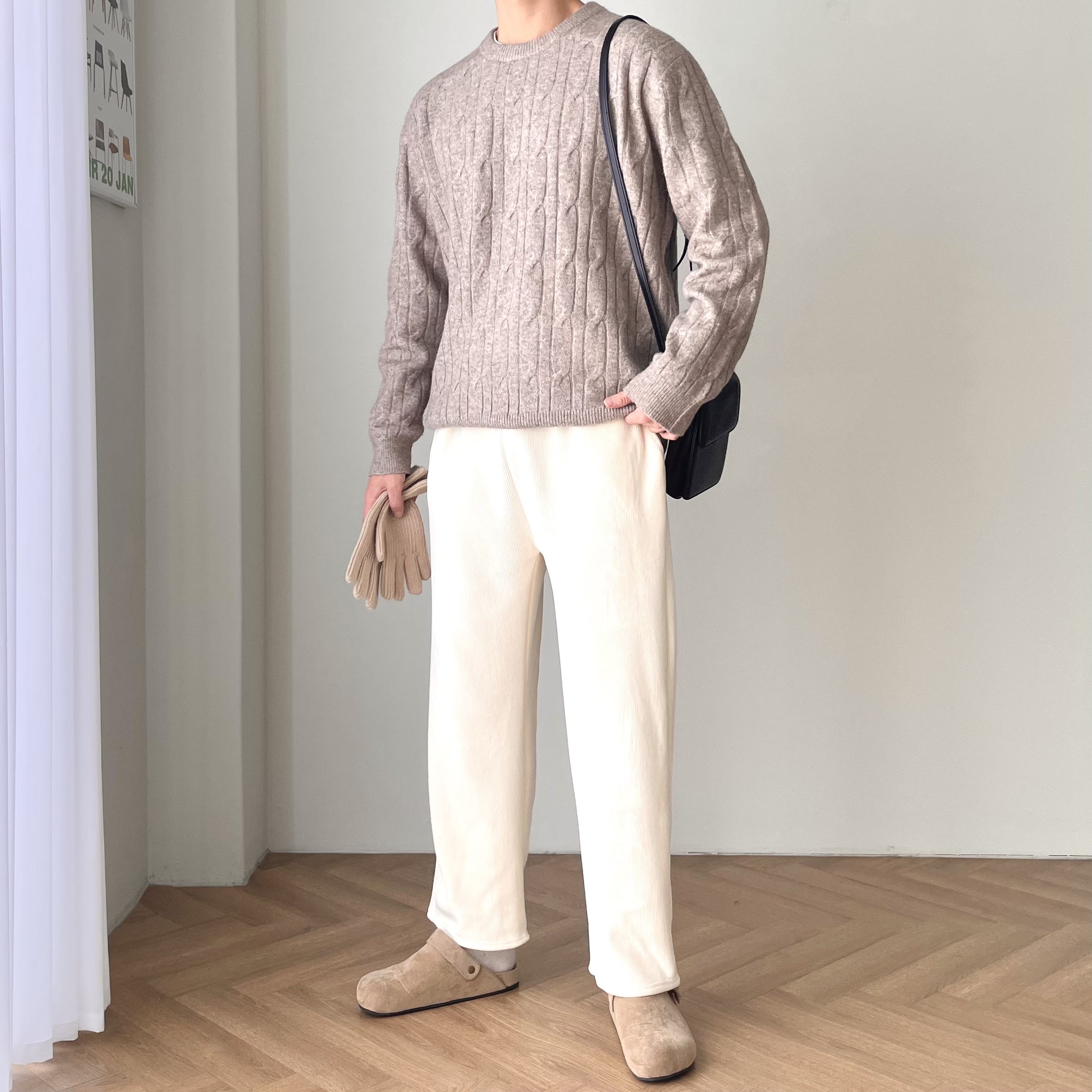 1+1 양털바지 후리스바지 남성기모밴딩팬츠 - 상세 이미지 4