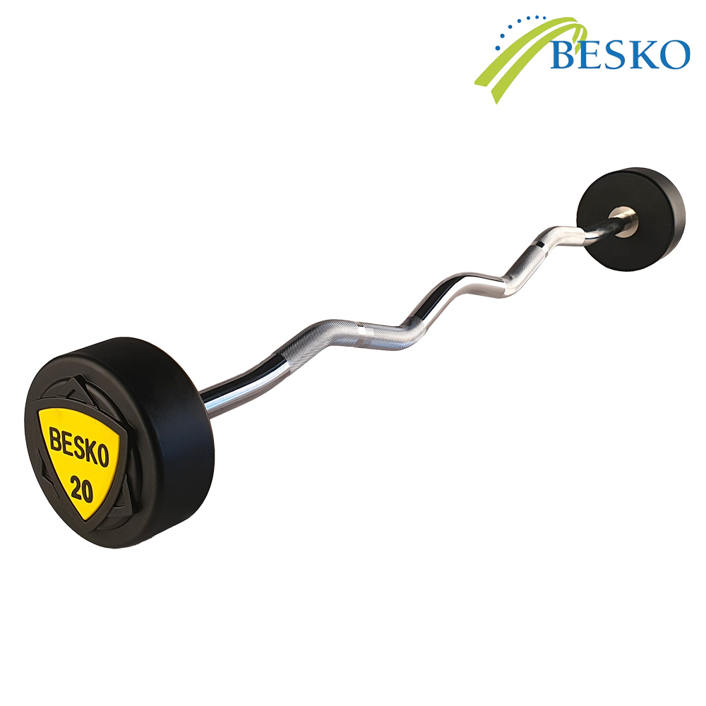 베스코 TPU 고정바벨 컬바 고정식 일체형 우레탄 고정 바벨 이지바 20kg, 1개