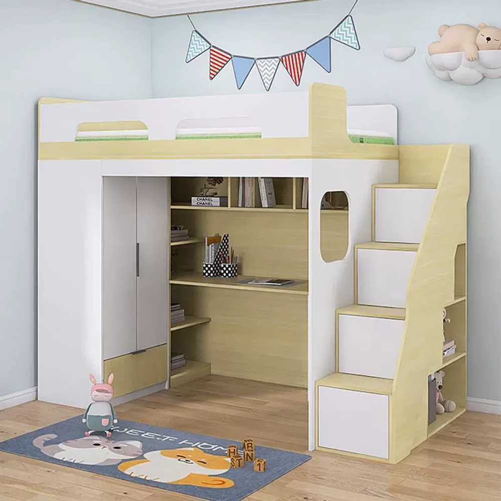 고캠프 벙커형침대 벙커침대 프레임 수납 철제 2층 1500x1900mm 우측 계단+매트 - 상품 이미지