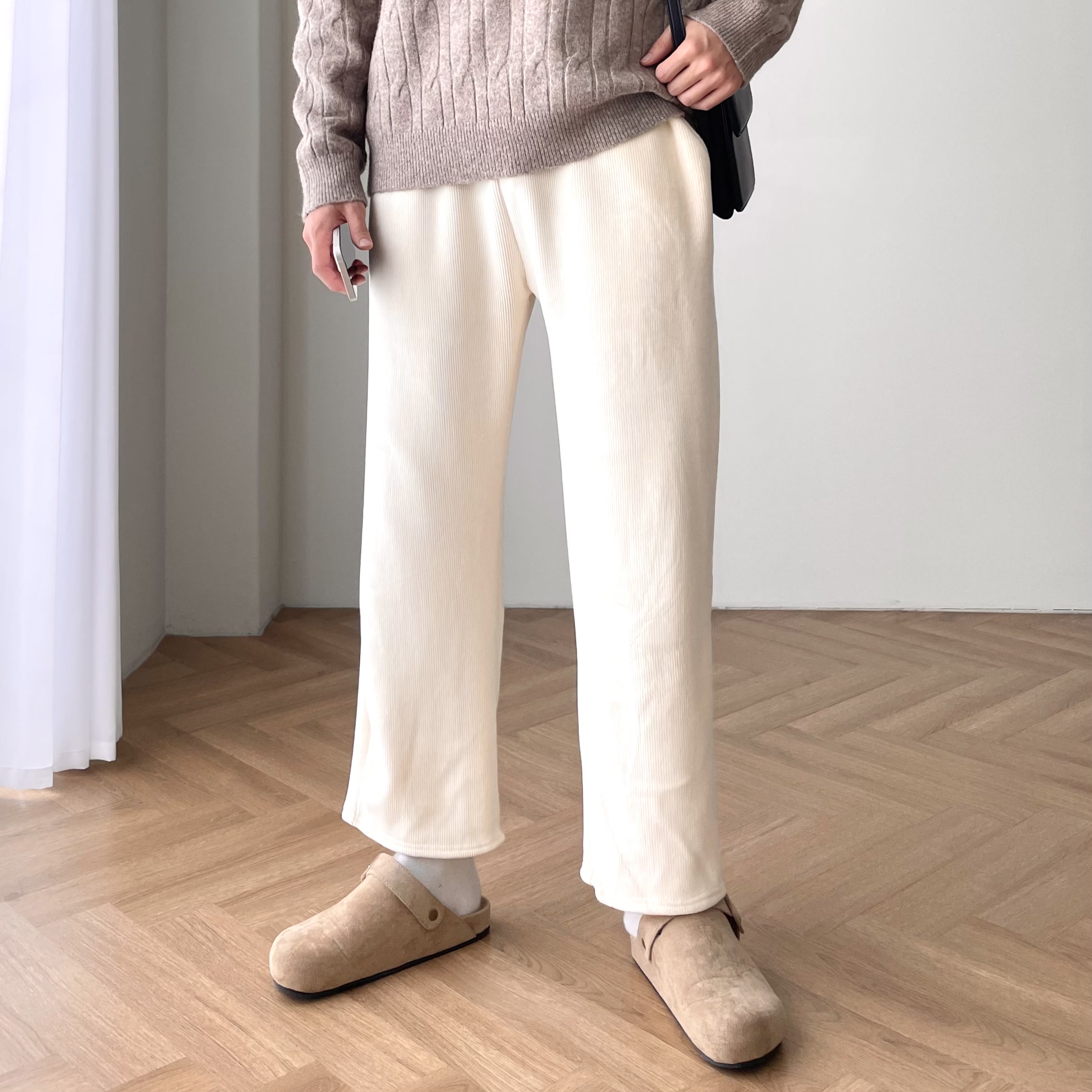 1+1 양털바지 후리스바지 남성기모밴딩팬츠 - 상세 이미지 2