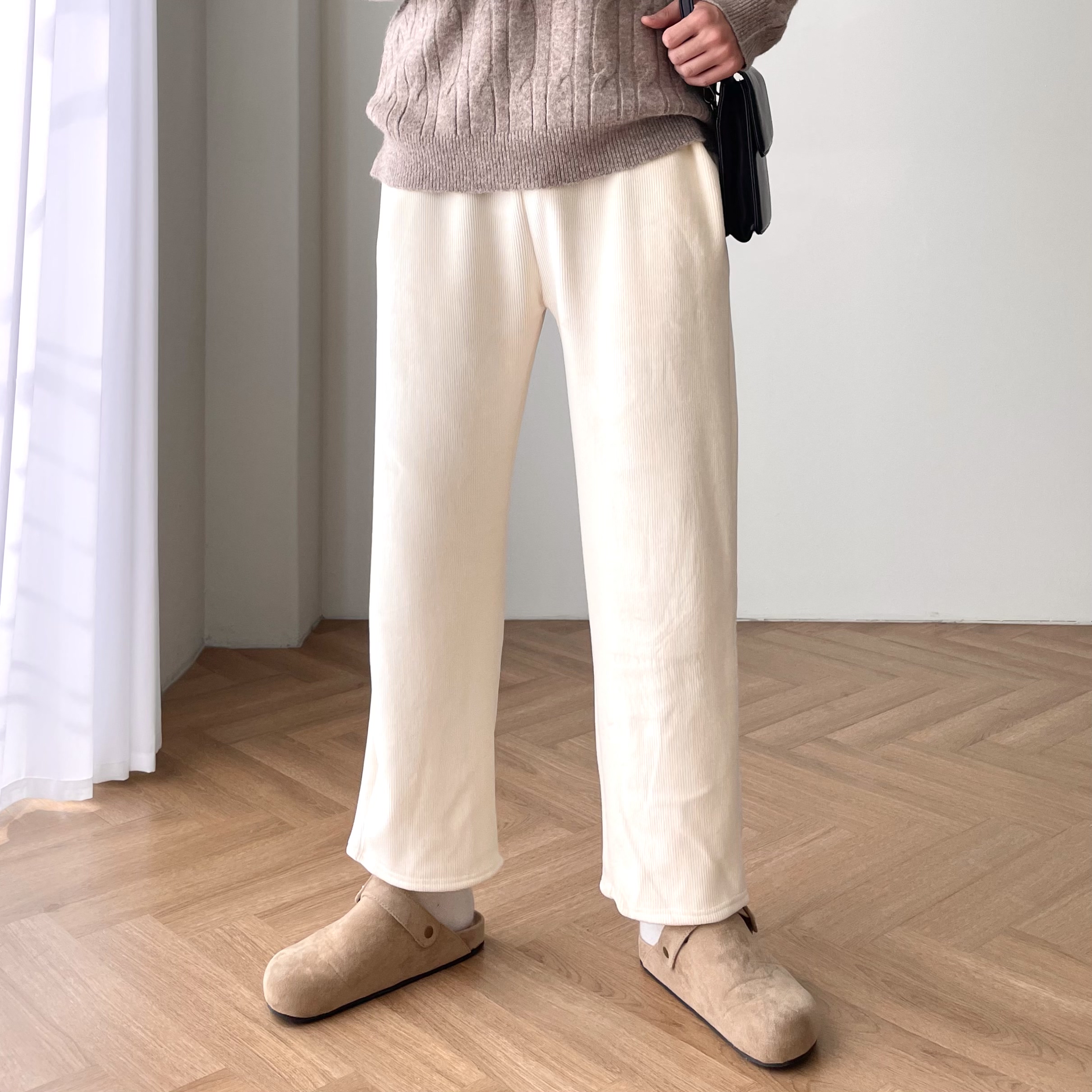 1+1 양털바지 후리스바지 남성기모밴딩팬츠 - 상세 이미지 3