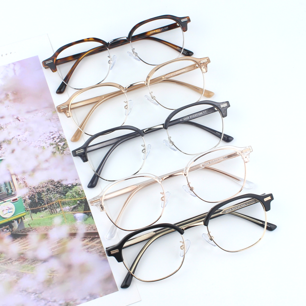 투명안경테 하금테안경 반뿔테 블루라이트차단 투명테안경 변색렌즈 - 상품 이미지