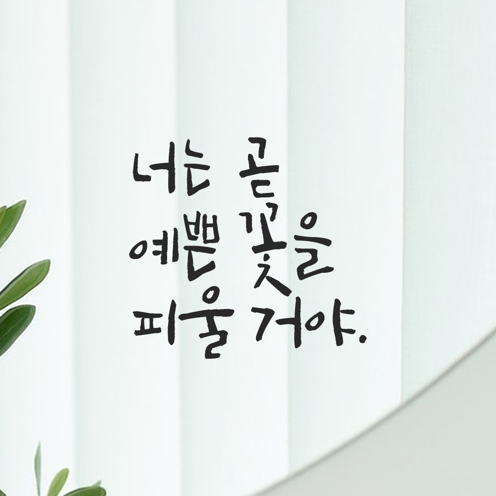 캘리그라피 레터링 스티커 너는 곧 예쁜 꽃을 피울 거야 검정S 이미지 7