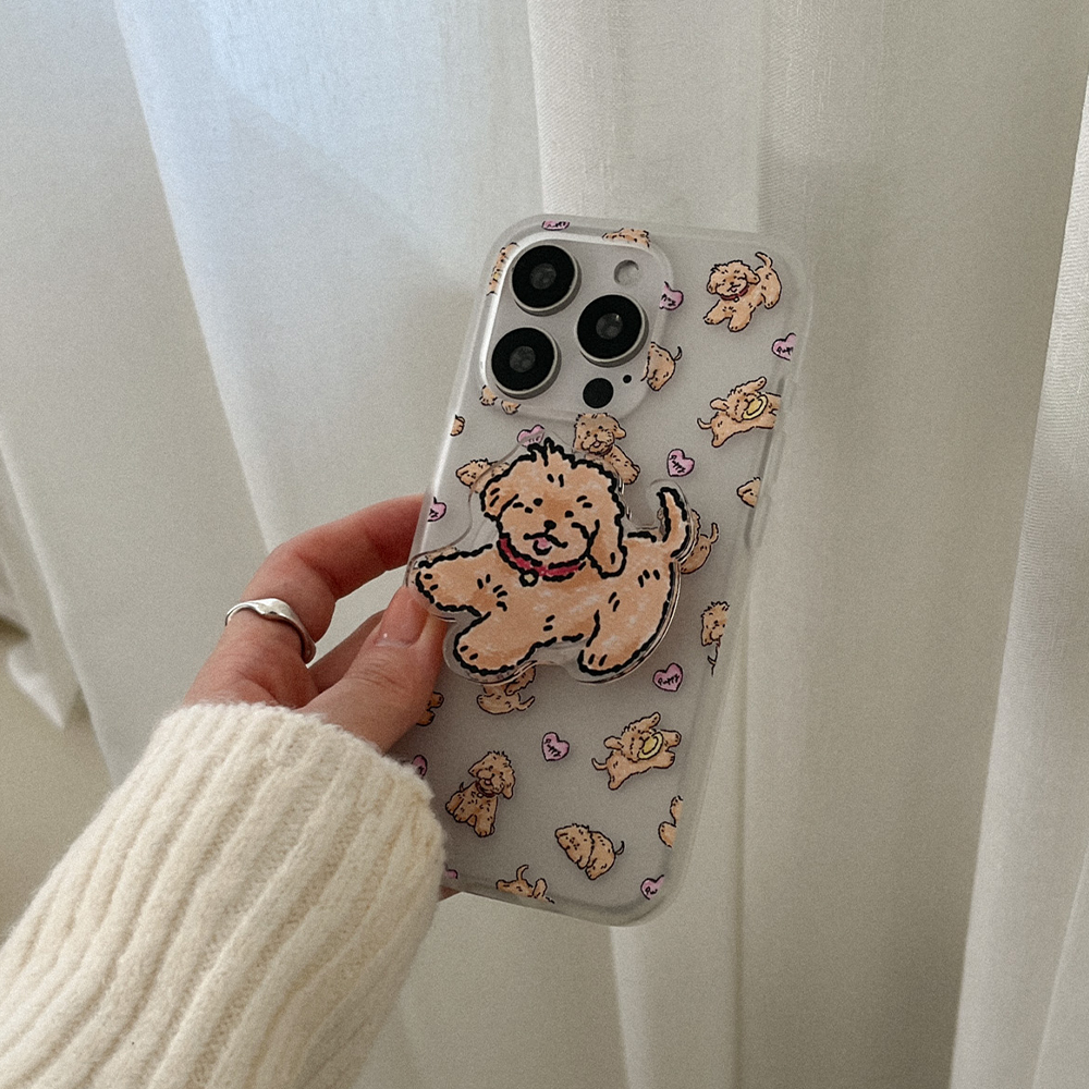 [SET] vintage puppy pattern 반투명 폰케이스+아크릴스마트톡 - 상세 이미지 3