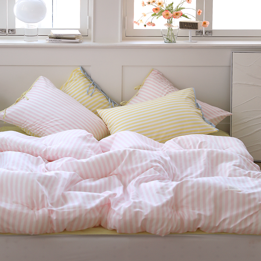 사계절이불 버블검 양면 스트라이프 옥수수솜 이음선없는 광폭 차렵이불 7색상 단품 SS