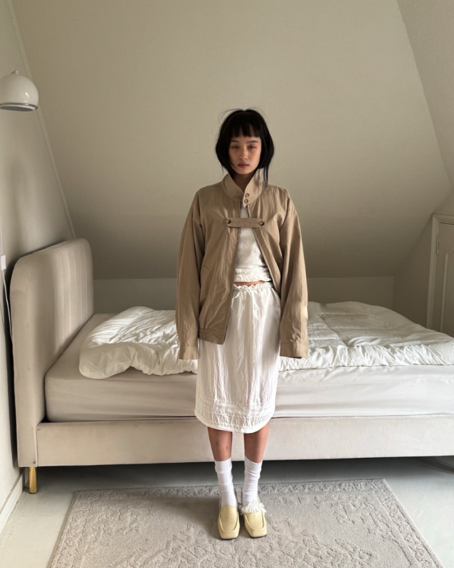 봄 루즈핏 캐주얼 간절기 자켓 빈티지 여성 비죠 하이넥 블루종 점퍼 (브라운) 상세 이미지 3