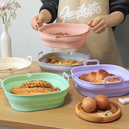 에어프라이어 실리콘 용기 접이식 그릇 매트 깔개 받침대 - 상품 이미지