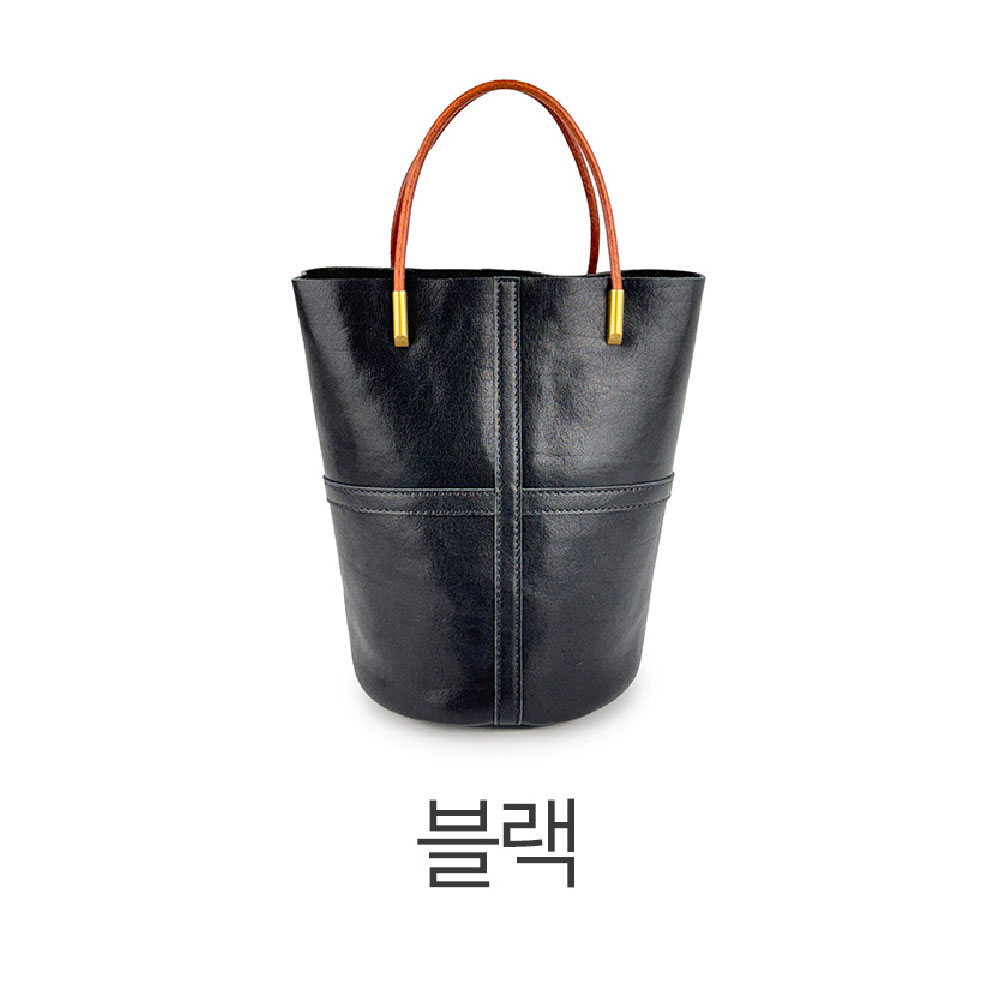 고급 천연 가죽 미니 핸드백 엄마 여친 가방선물 세련된 소가죽 버킷 토트 크로스백+파우치 - 상세 이미지 2