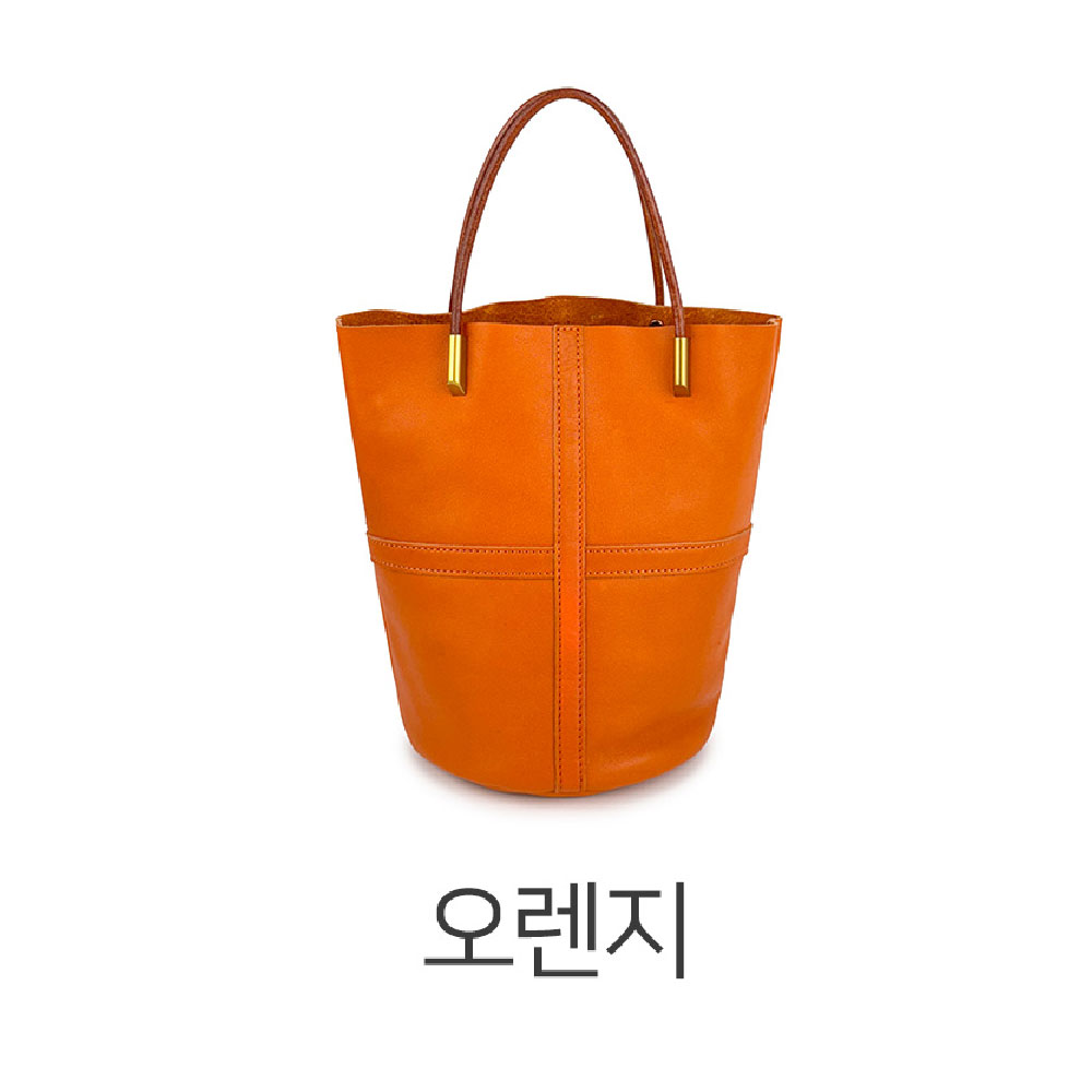 고급 천연 가죽 미니 핸드백 엄마 여친 가방선물 세련된 소가죽 버킷 토트 크로스백+파우치 - 상세 이미지 5