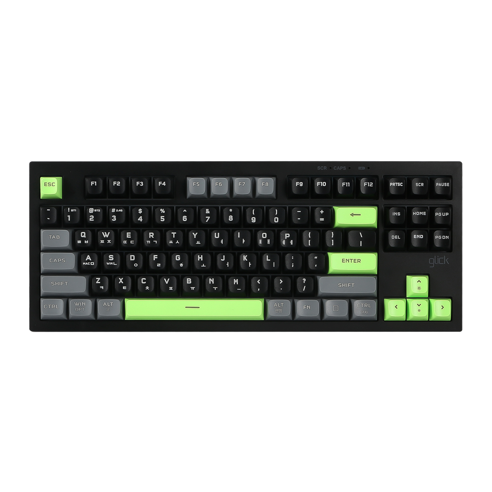 지클릭커 사일런스 M 무소음 풀윤활 무선 블루투스 키보드 방수 충격방지 Poker Green 87키, 멤브레인 - 상품 이미지