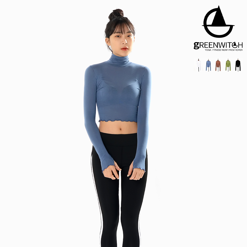 그리니치 텐셀 시스루 슬림핏 롱슬리브 크롭탑 요가복 - 상세 이미지 5