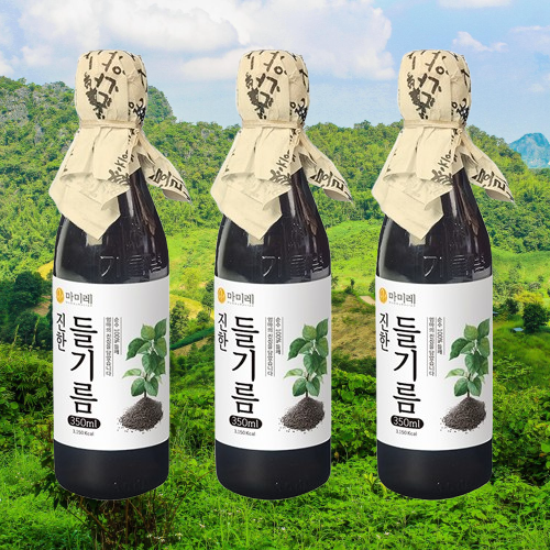 마미레 고소한 들기름 350ml 3병 통참깨 전통압착 방식 방앗간