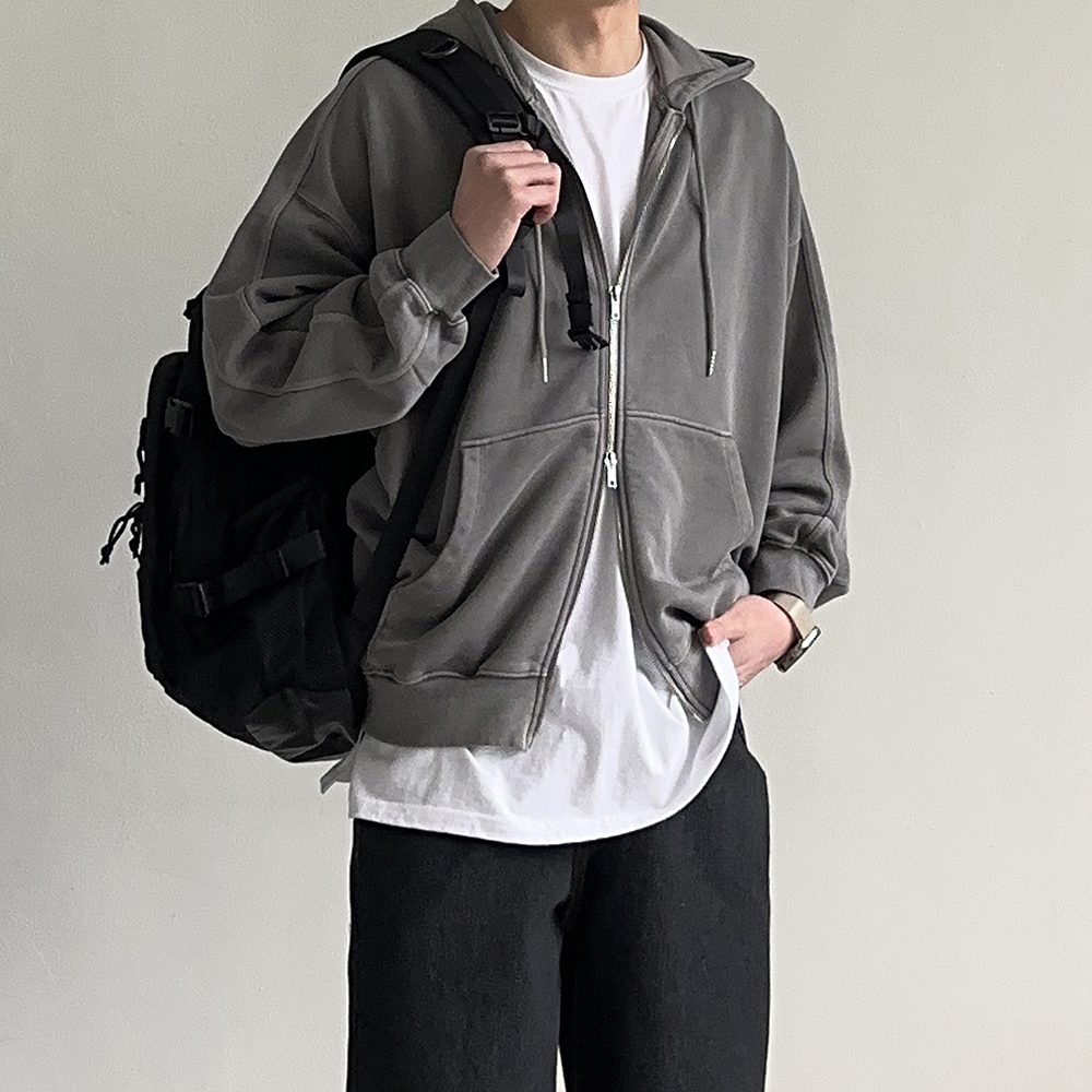 남자후드집업 오버핏 피그먼트 빅사이즈 남자 후드티