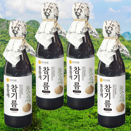 마미레 고소한 참기름 350ml 4병 통참깨 전통압착 방식 방앗간 - 상품 이미지