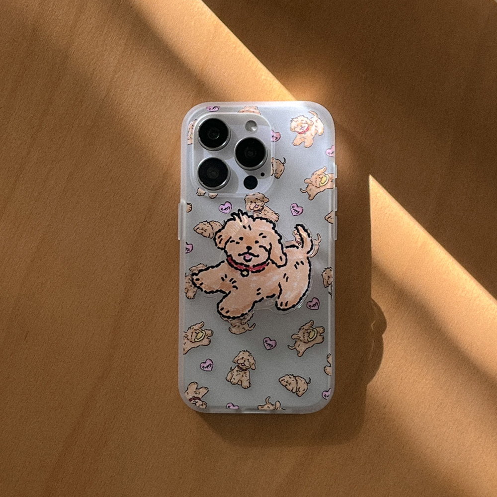 [SET] vintage puppy pattern 반투명 폰케이스+아크릴스마트톡 - 상세 이미지 2