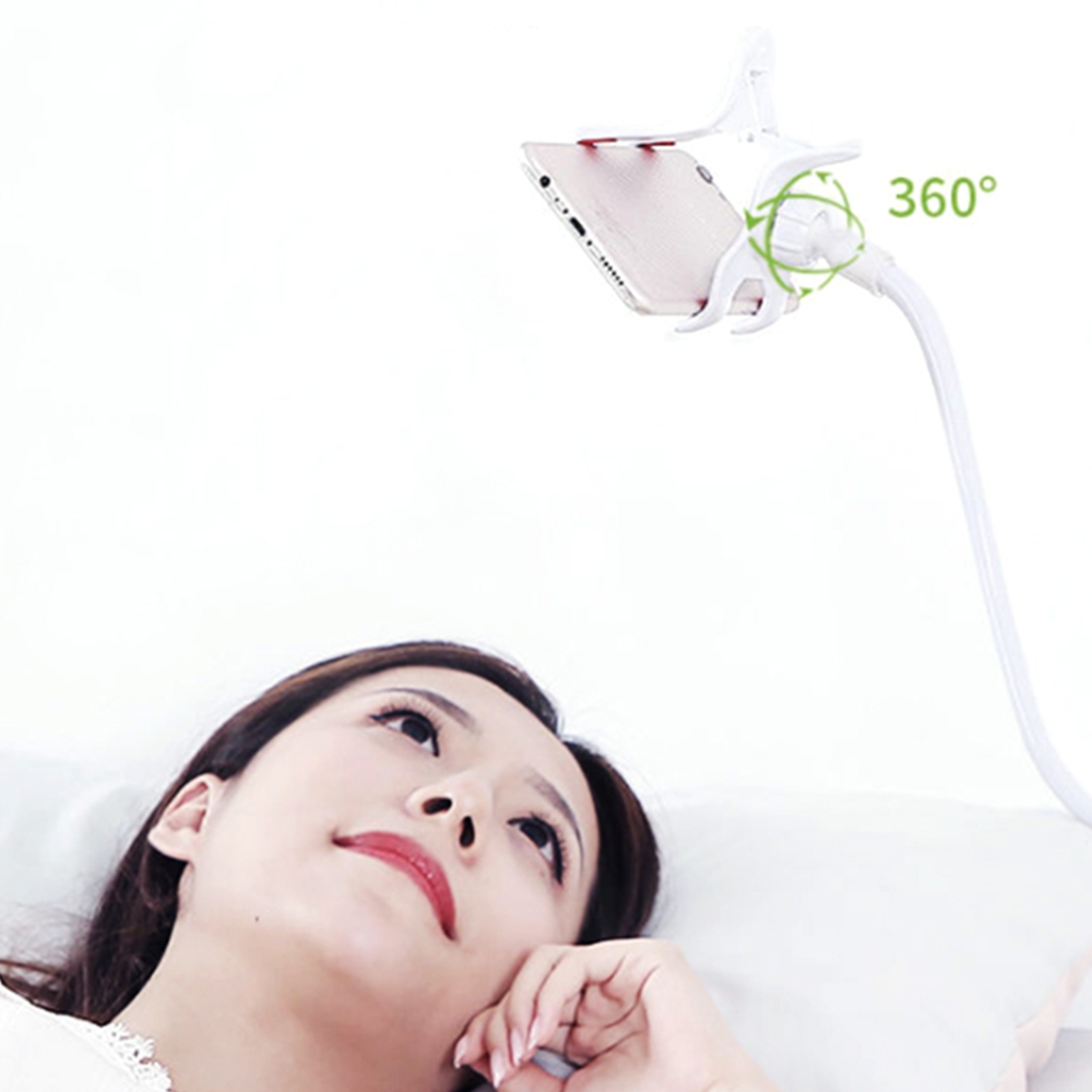 누워서핸드폰거치대 비행기 기내용 여행용 침대독서대 집게형 360도회전 화이트 - 상품 이미지