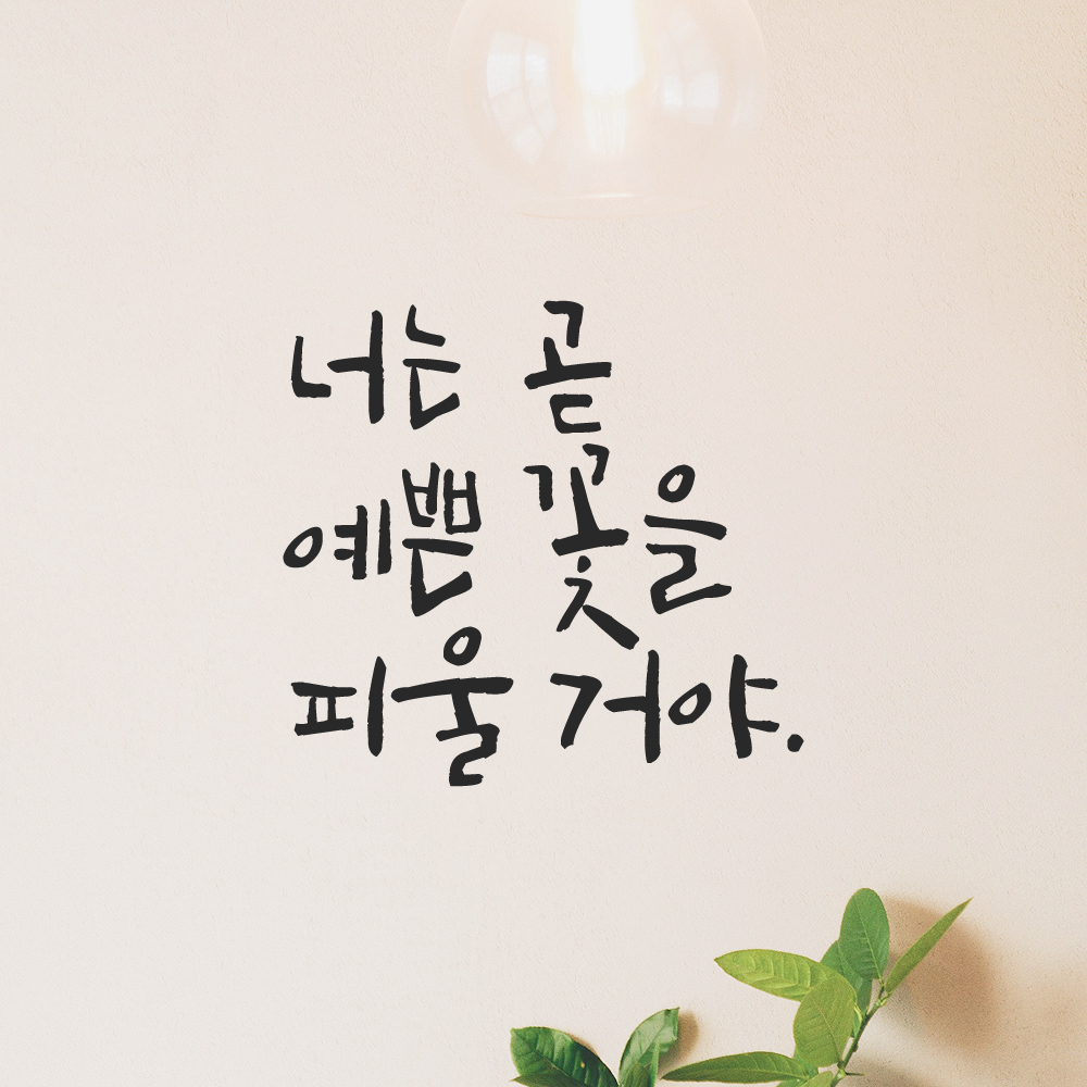 캘리그라피 레터링 스티커 너는 곧 예쁜 꽃을 피울 거야 검정S - 상품 이미지