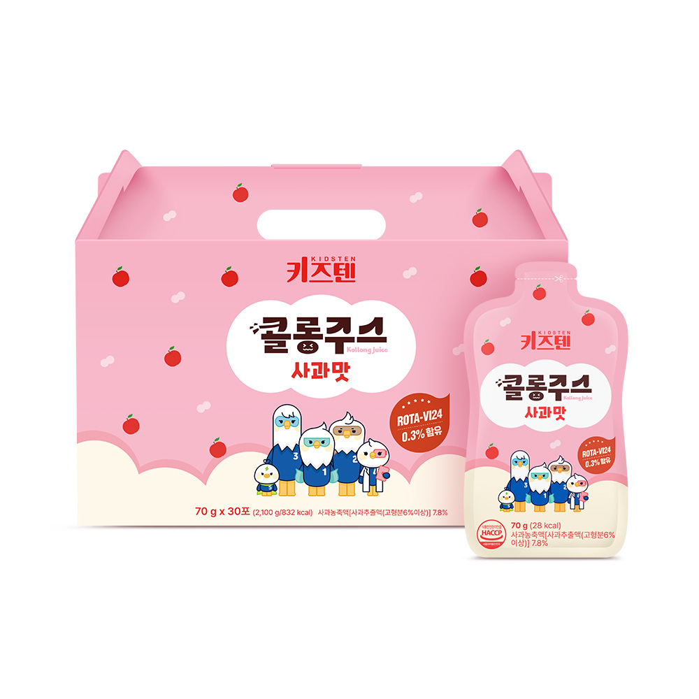 키즈텐 어린이 아기 건강 간식 과일 야채 약재 음료 콜롱 주스 사과, 70g, 30개 - 상품 이미지