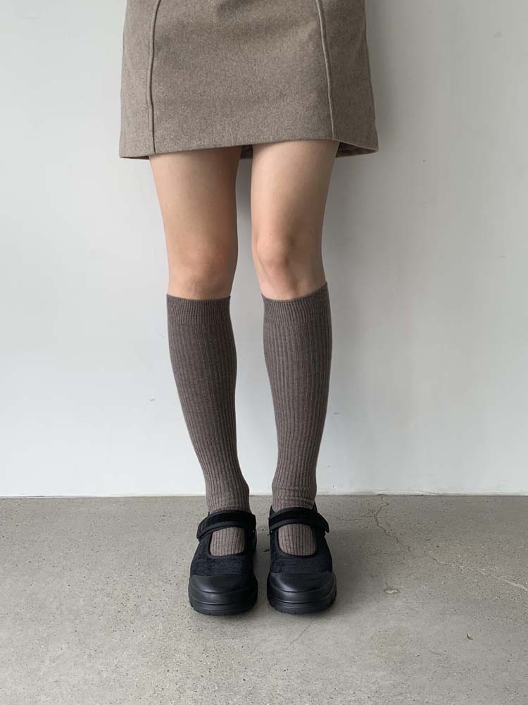 셀프러브 울 도톰 니삭스 - 여성 소프트 기본 골지 데일리 자국안남는 스타킹니삭스 - 메인 이미지
