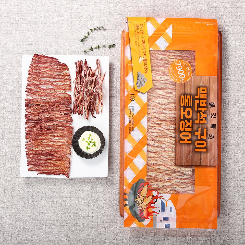 결대로 찢어먹는 촉촉한 한마리오징어(맥반석/땅콩버터/매콤핫)외 100g 1봉+1봉