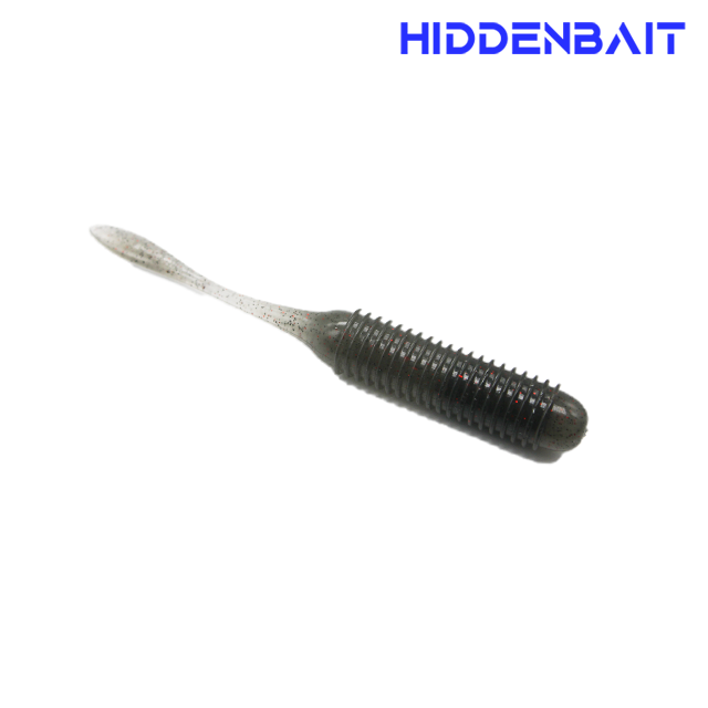 히든베이트 이오 싱커 내장형 배스웜 배스낚시 소프트웜 H006 GRAY RED BLACK, 10cm(4인치) - 상품 이미지