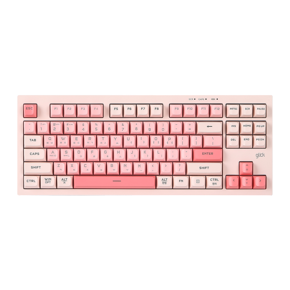 지클릭커 사일런스 M 무소음 풀윤활 무선 블루투스 키보드 방수 충격방지 Pink RC2 87키, 멤브레인 - 상품 이미지